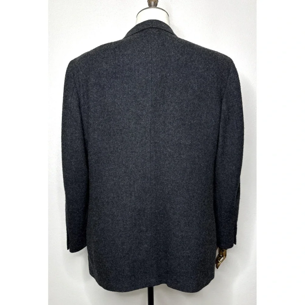 Jos A Bank Blazer Men 43L 100%‎ Wool Charcoal Melton Patch Pockets USA Vintage